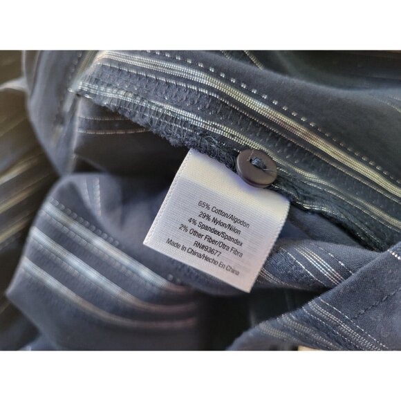 Ana Womens Top 3X Plus Long Sleeve Button Up Blue Silver Metallic STR107E - Picture 10 of 11